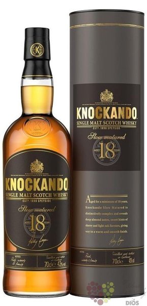 Knockando aget 18years Speyside single malt whisky 43% vol.  0.70 l