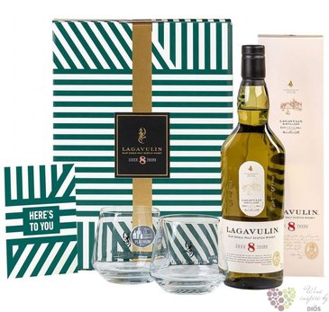 Lagavulin aged 8 years glass set Islay whisky 48% vol.  0.70 l