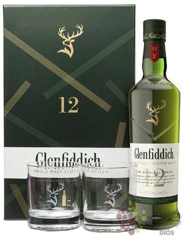 Glenfiddich „ Signature ” 2 glass pack aged 12 years single malt Speyside whisky  40% vol.  0.70 l