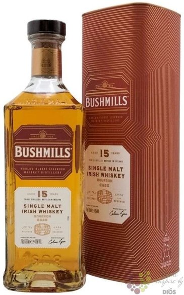 Bushmills „ Bourbon Cask ” aged 15 years single malt Irish whiskey 46% vol.  0.70 l