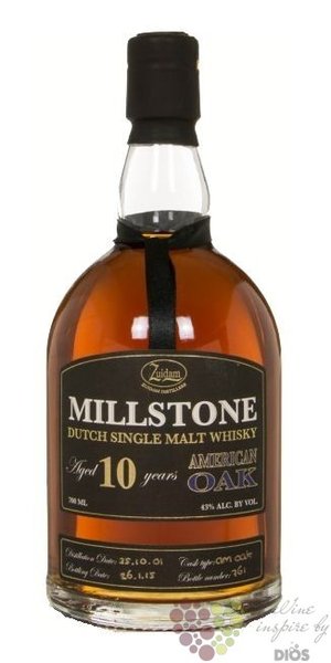 Millstone „ American oak ” aged 10 years Dutch single malt whisky Zuidam 43% vol.    0.70 l