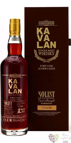 Kavalan Solist „ Porto cask ” single malt Taiwan whisky 57.8% vol.  0.70 l
