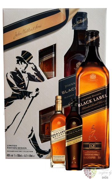 Johnnie Walker „ Black label ” 12 years old mini set Scotch whisky 40% vol.  0.80 l