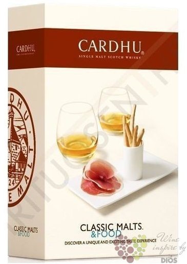 Cardhu „ Gold reserve - Clasic malts &amp; food ” 4glass set Speyside whisky 40% vol. 0.70 l