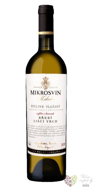 Ryzlink vlašský Traditional line „ Liščí vrch ” 2021 výběr z hroznů Mikrosvín  0.75 l